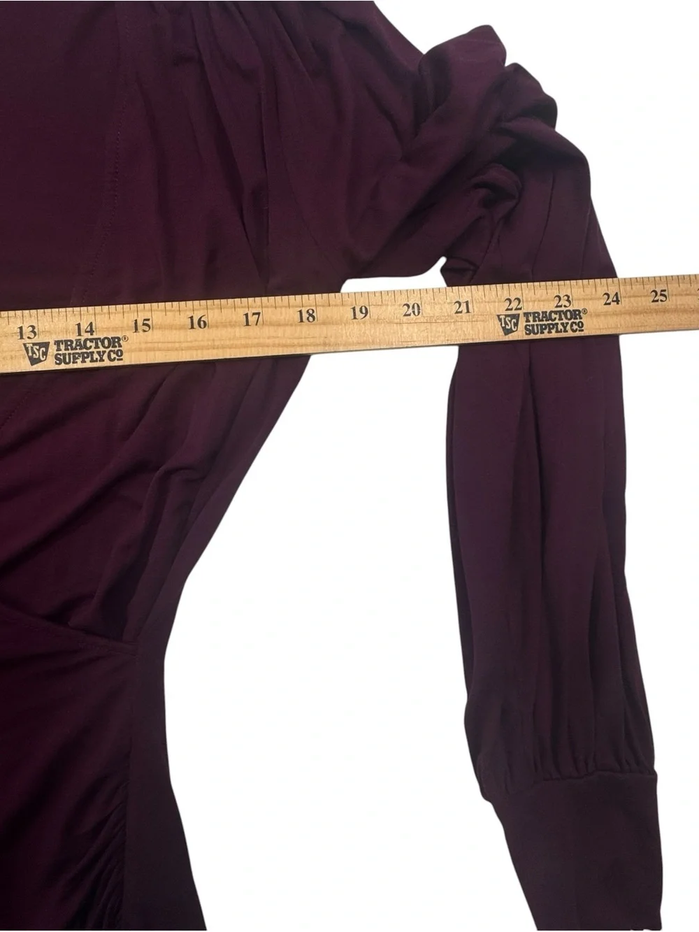 Boden Blouson Wrap Top Burgundy V Neck Cuff Long Sleeve Size 8